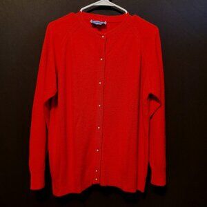 Vintage Red Cardigan Womens Large Pearl Buttons 60s 70s Retro Designers Original